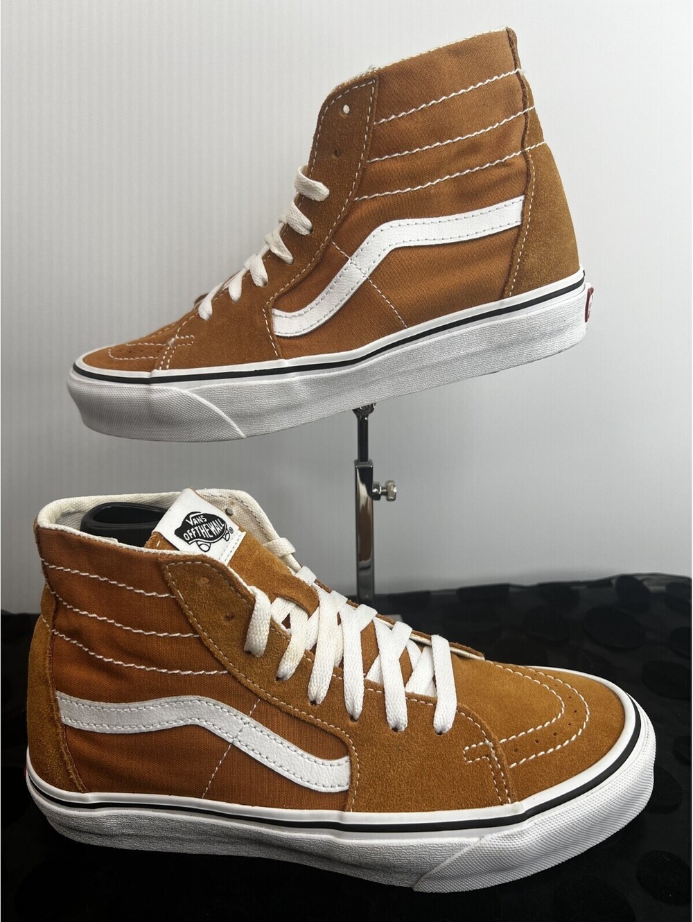 Vans Sk8-Hi Brown Caramel Suede Canvas High Top Shoes Men 7.5 Women 9 Excellent